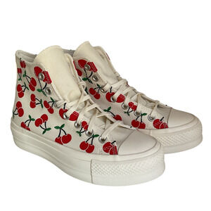 Converse Cherry Print Sneakers All Star Lift Platform Women’s 6.5 (37 EU) Trendy
